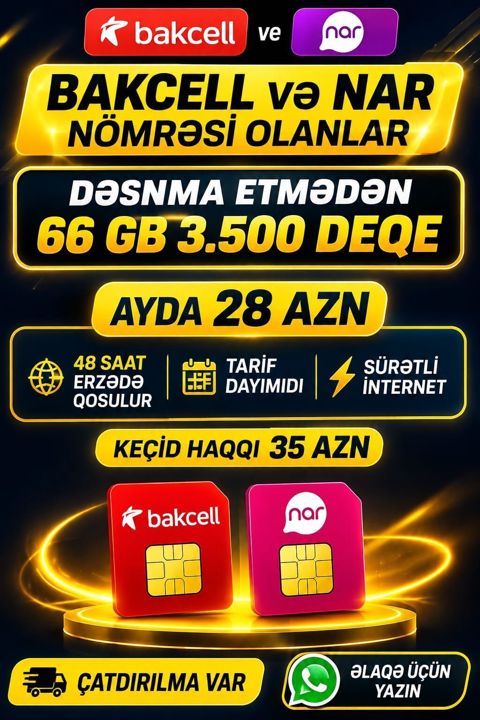 Bakcell və Nar nömrələri üçün xüsusi təklif - Dəyişmədən: 66 GB — Bakı