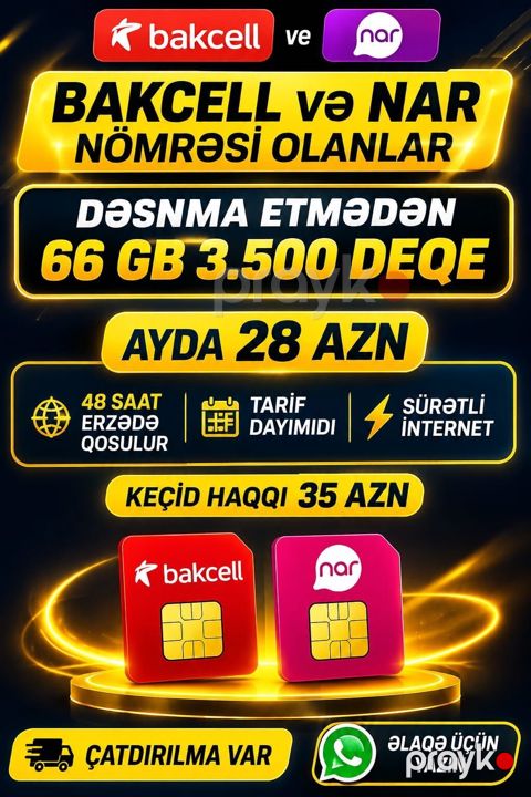 Bakcell və Nar nömrələri üçün xüsusi təklif - Dəyişmədən: 66 GB — Bakı