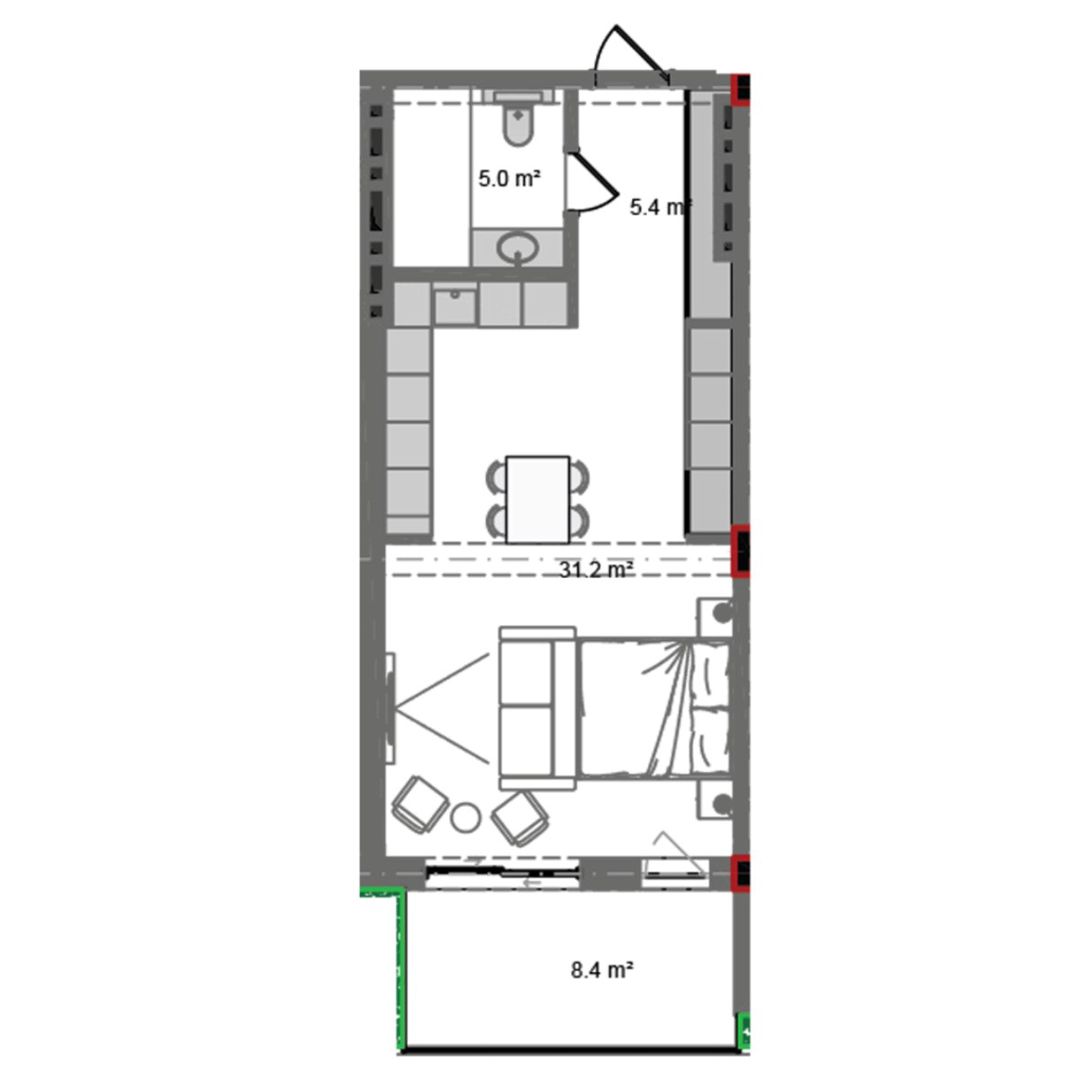 Satılır 1 otaqlı yeni tikili 57.9 m² — Mənzil, Bakı (7)