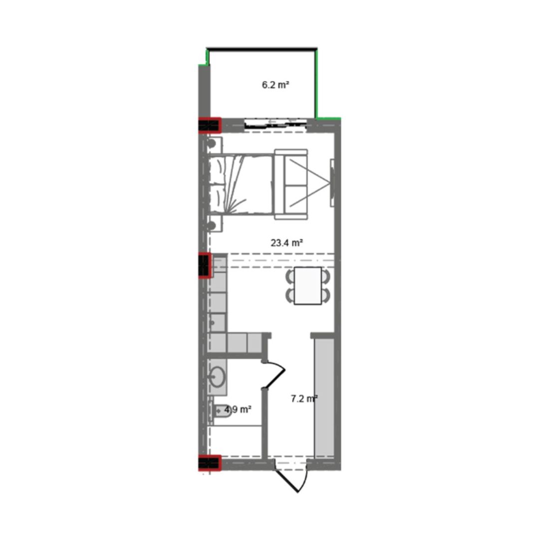 Satılır 1 otaqlı yeni tikili 50.1 m² — Mənzil, Bakı (7)