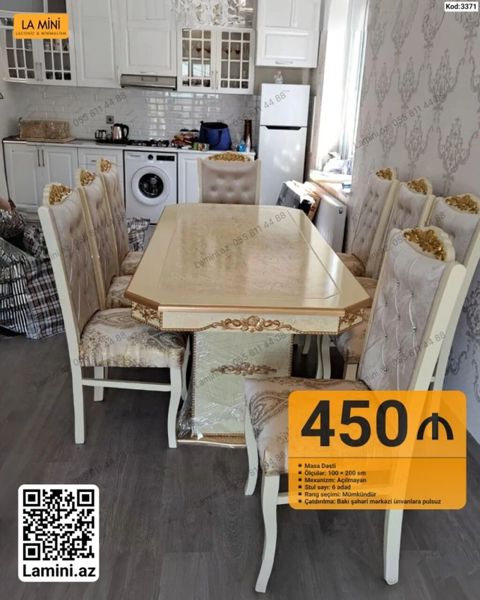 Masa dəsti – La Mini (Kod: 3371) - Tərkibi: 1 ədəd masa + 6 ədəd stul — Bakı