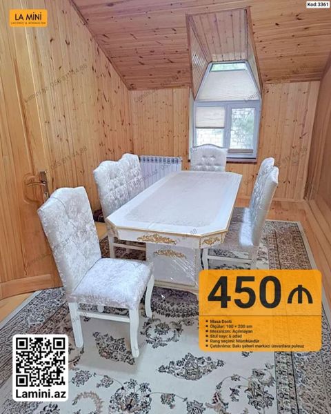 Məhsul: Masa dəsti - Ölçülər: 100 200 sm - Mexanizm: Açılmayan — Bakı