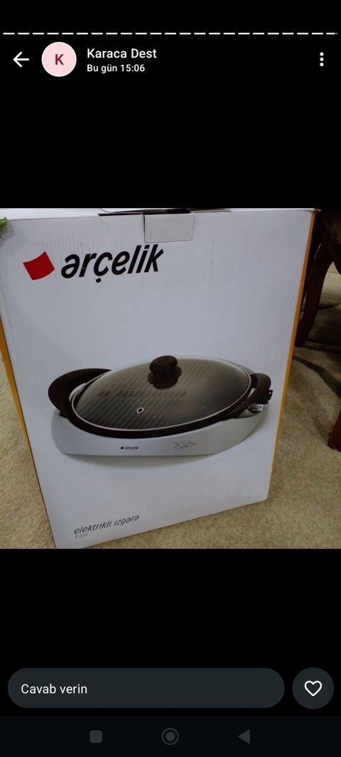 Arçelik elektrikli ızgara – model K 2210 Şüşə qapaqlı, oval formalı — Bakı