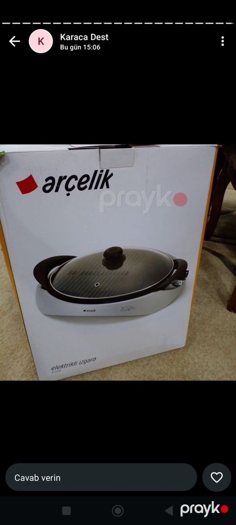 Arçelik elektrikli ızgara – model K 2210 Şüşə qapaqlı, oval formalı — Bakı