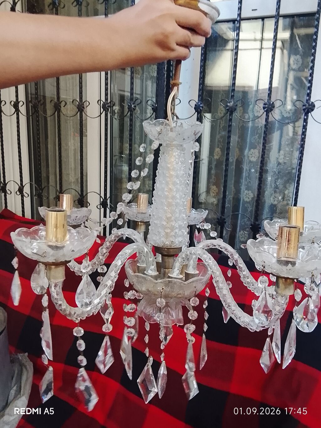 Çılçıraq, 5 lampa, Xrustal — İşıqlandırma, Bakı (2)