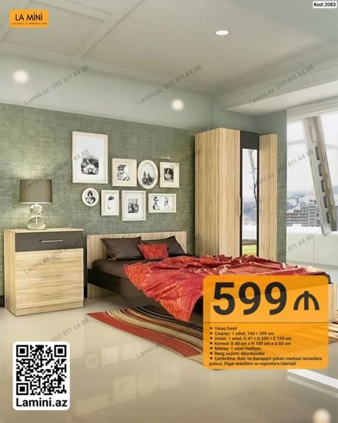 LA Mını – Yataq Dəsti (Kod: 2083) Komplekt: - Çarpayı: 1 ədəd, 160 — Bakı