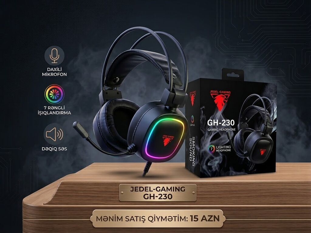 Jedel-gamıng GH-230 qulaqlıq-mikrofon - Oyun üçün nəzərdə tutulmuş — Elektronika, Digah