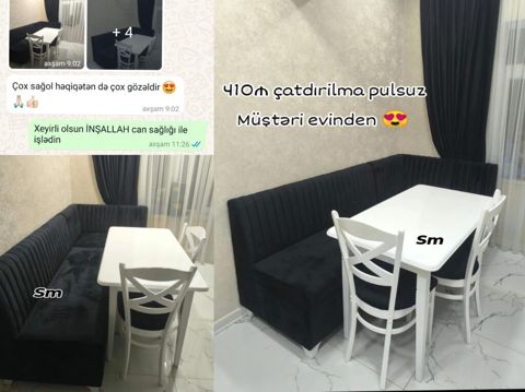 Mətbəx üçün künc dəsti - Komplekt: künc divanı, düzbucaqlı masa, 3 — Bakı