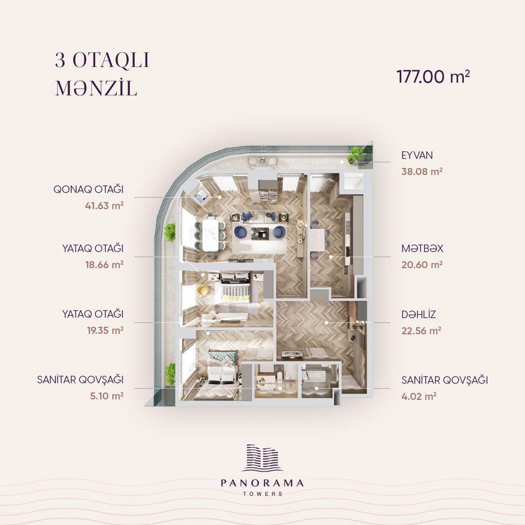 Satılır 3 otaqlı yeni tikili 177 m² — Mənzil, Bakı (11)