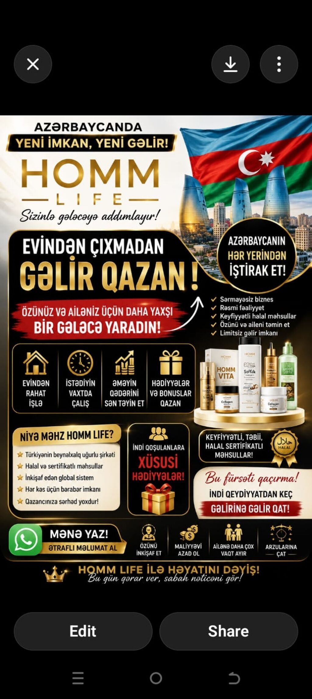 Homm Life – evdən çıxmadan onlayn biznes imkanı Xüsusiyyətlər — Hazır biznes, Qax