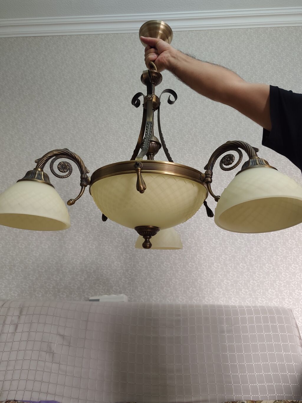 Çılçıraq, 4 lampa, Şüşə — İşıqlandırma, Qobu (3)
