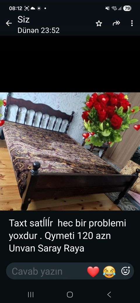Taxt (çarpayı) - Material: tünd rəngli taxta karkas, klassik oyma — Sumqayıt