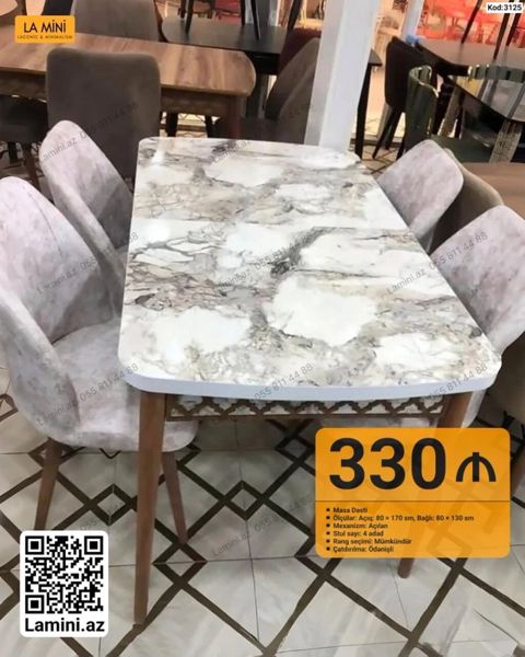 Masa dəsti - Model: Kod 3125 (LA Mını) - Masa üstü: mərmər fakturalı — Bakı