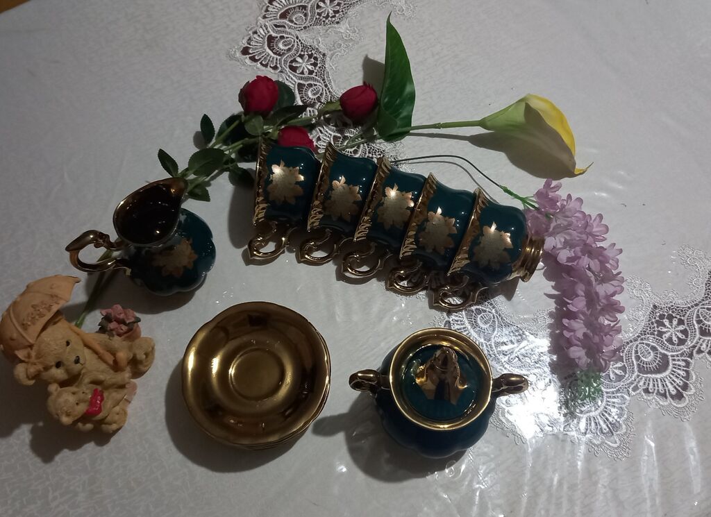 Çay dəsti, rəng - Yaşıl, Farfor — Çaynikler və qəhvə qabları, Bakı (2)