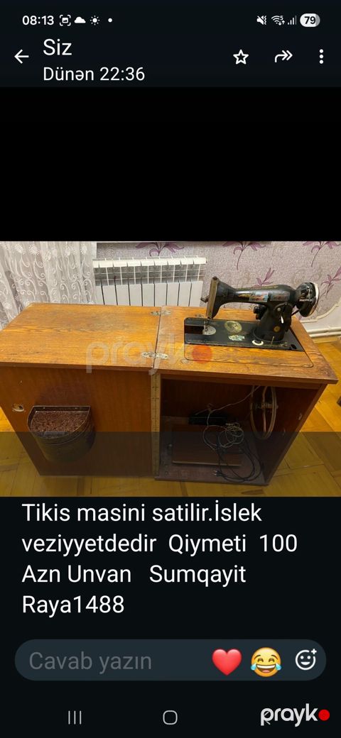 Tikiş maşını – mexaniki tip, taxta şkaflı masa ilə birlikdə. Klassik — Sumqayıt