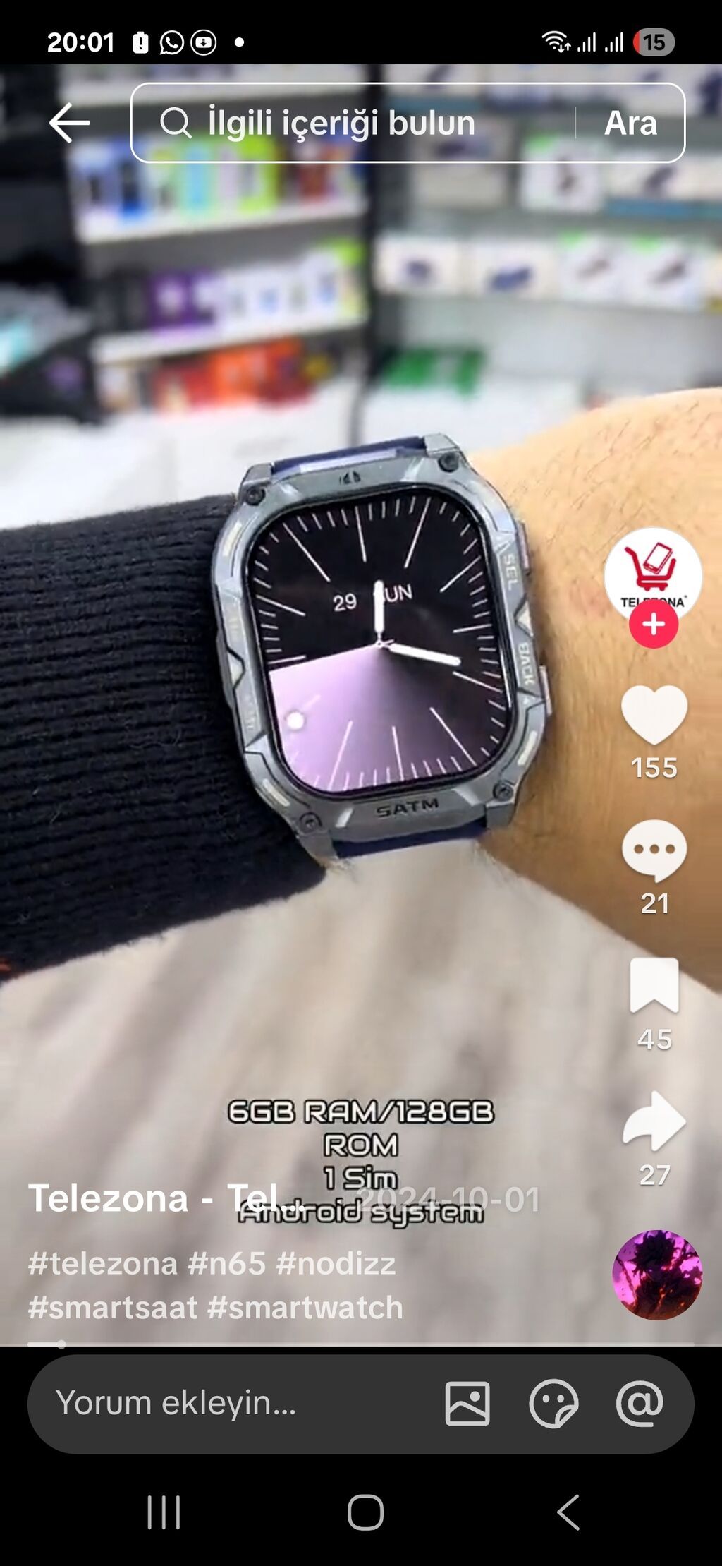 Nodizz N65 ağıllı saat - Ekran: Super AMOLED, toxunuşa həssas, geniş — Aksesuarlar, Digah (3)