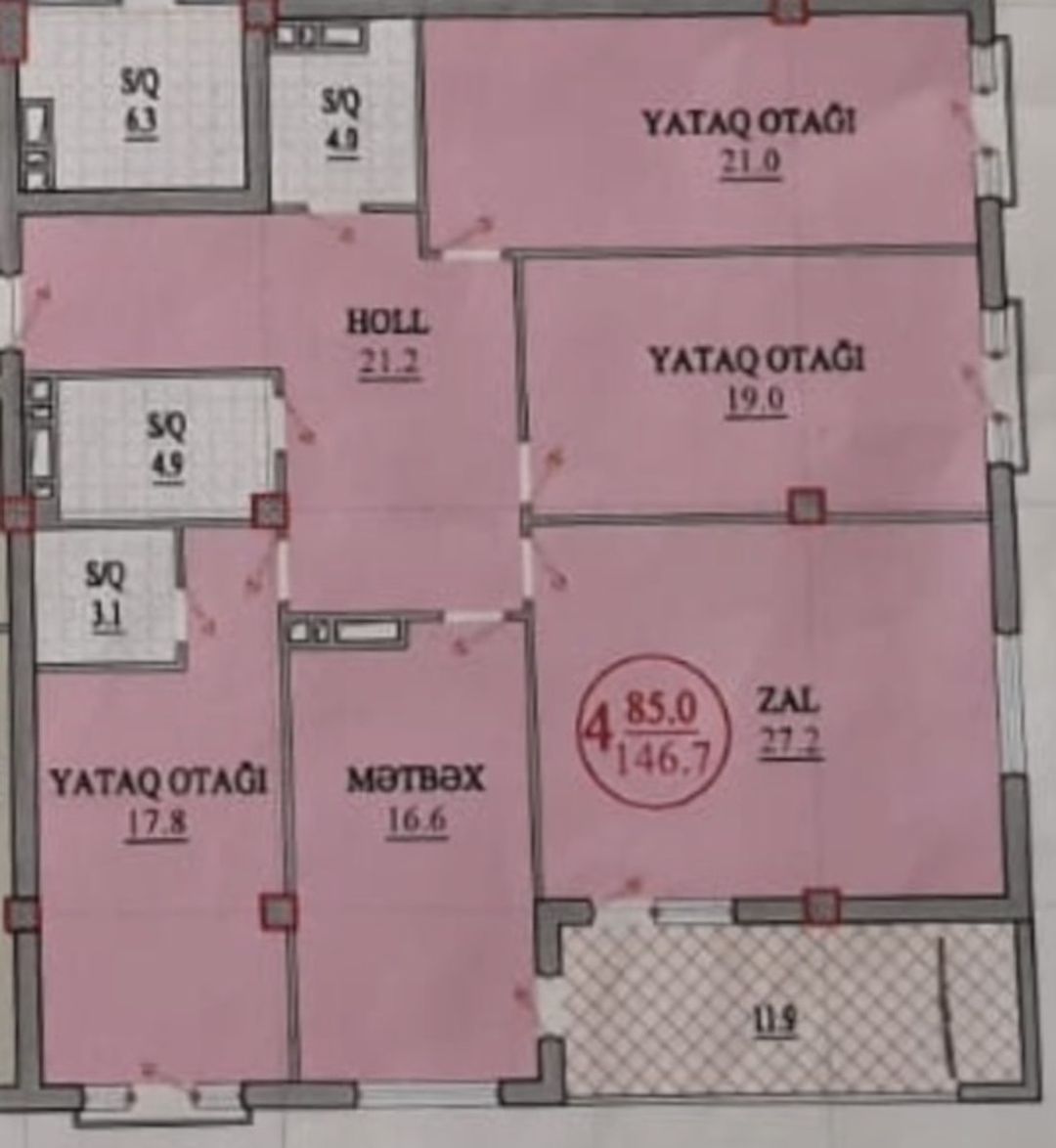 Satılır 5 otaqlı yeni tikili 146.7 m² — Mənzil, Bakı (11)