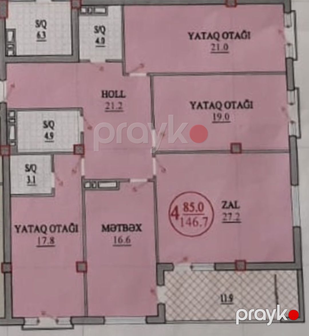 Satılır 4 otaqlı yeni tikili 147 m² — Mənzil, Bakı (10)