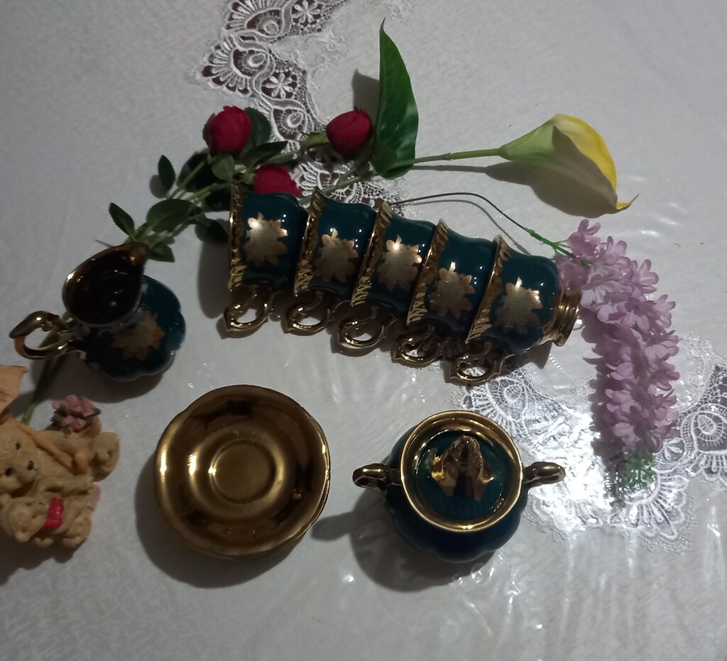 Çay dəsti, rəng - Yaşıl, Farfor — Çaynikler və qəhvə qabları, Bakı (9)