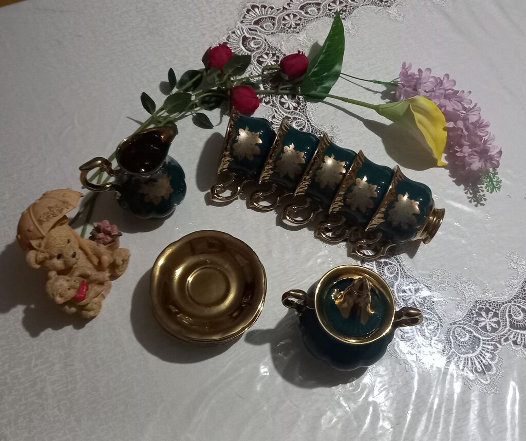 Çay dəsti, rəng - Yaşıl, Farfor — Çaynikler və qəhvə qabları, Bakı (8)
