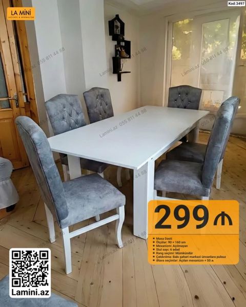 Məhsul: Masa dəsti - Ölçülər: 90 x 160 sm - Mexanizm: Açılmayan — Bakı