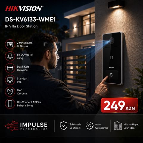 Hikvision Video Qapı Zəngi – 2MP IP Qapı Stansiyası Wi-Fi — Bakı