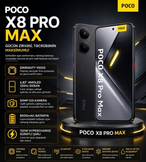 Xiaomi Poco X8 Pro Max Black 512GB/12GB — Bakı