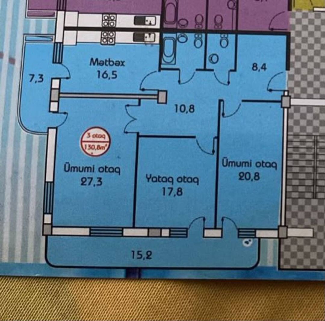 Satılır 3 otaqlı yeni tikili 132 m² — Mənzil, Bakı