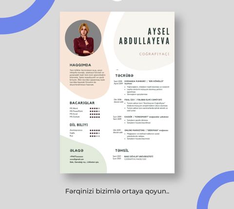 CV hazırlama xidməti. Peşəkar qrafik dizayner tərəfindən hazırlanır — Bakı
