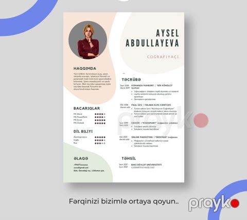 CV hazırlama xidməti. Peşəkar qrafik dizayner tərəfindən hazırlanır — Bakı