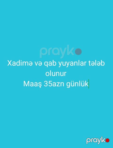 Qabyuyan tələb olunur, Gündəlik ödəniş, İstənilən yaş — Bakı