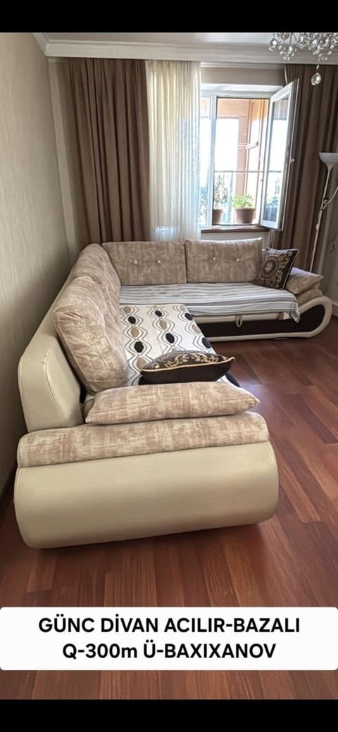 Açılır-bazalı divanlar 1) Günc modeli L formalı künc divan - Açılıb — Bakı
