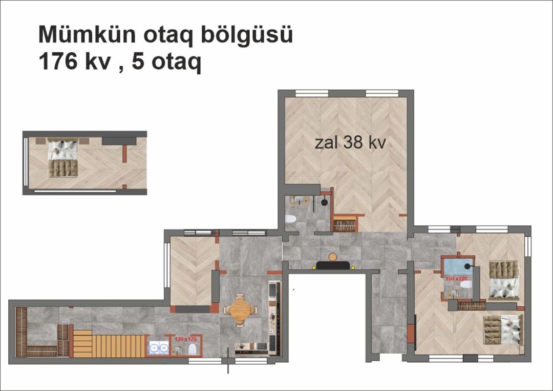 Satılır 5 otaqlı yeni tikili 176 m² — Mənzil, Bakı (10)
