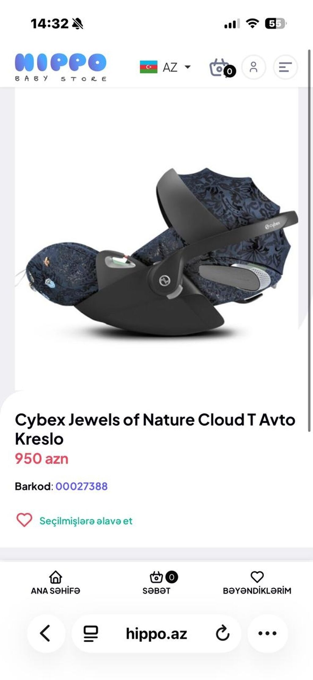 Cybex avtomobil kreslosu, 0-6 ay ushaqlar uchun. Tam yenidir, istifade — Avtokresloları, Bakı (3)