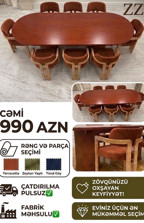 Fabrik malı Meduza masa dəsti 990 azn Rəng və parça seçimi — Bakı