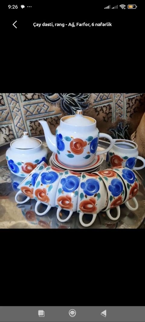 Çay dəsti, rəng - Ağ, Farfor, 6 nəfərlik — Bakı