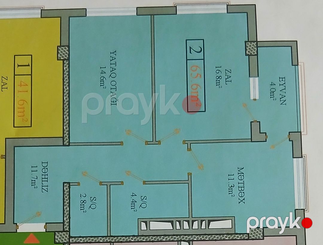 Satılır 2 otaqlı yeni tikili 65.6 m² — Mənzil, Bakı (3)
