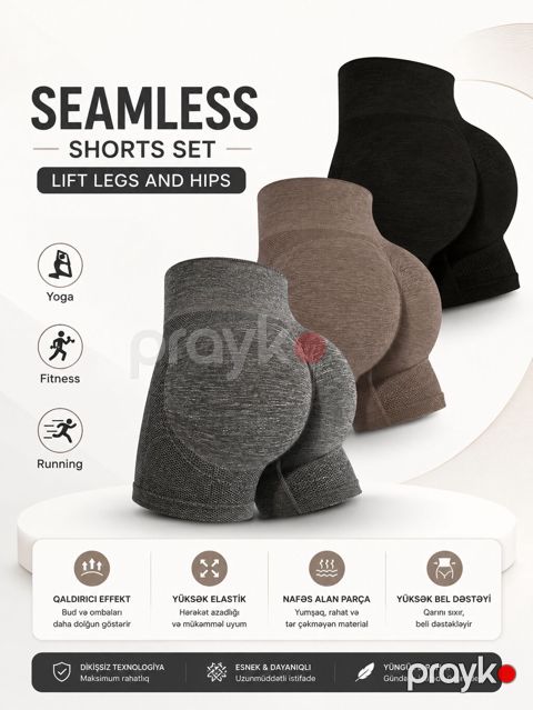 Seamless tikişsiz şortlar – ayaqları və ombaları qaldıran model — Bakı