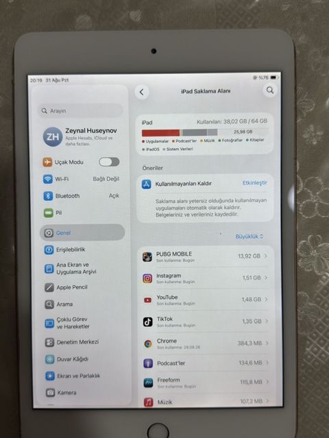 Apple iPad mini (5-ci nəsil) – 7.9" Retina ekran, Touch ID, qızılı — Bakı