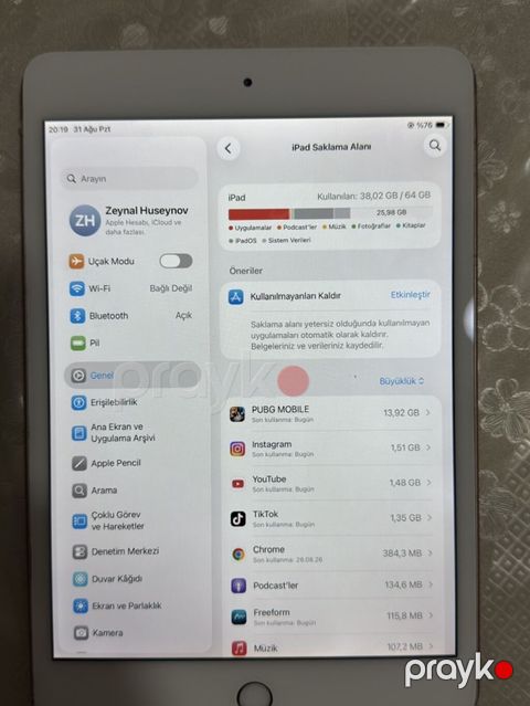 Apple iPad mini (5-ci nəsil) – 7.9" Retina ekran, Touch ID, qızılı — Bakı