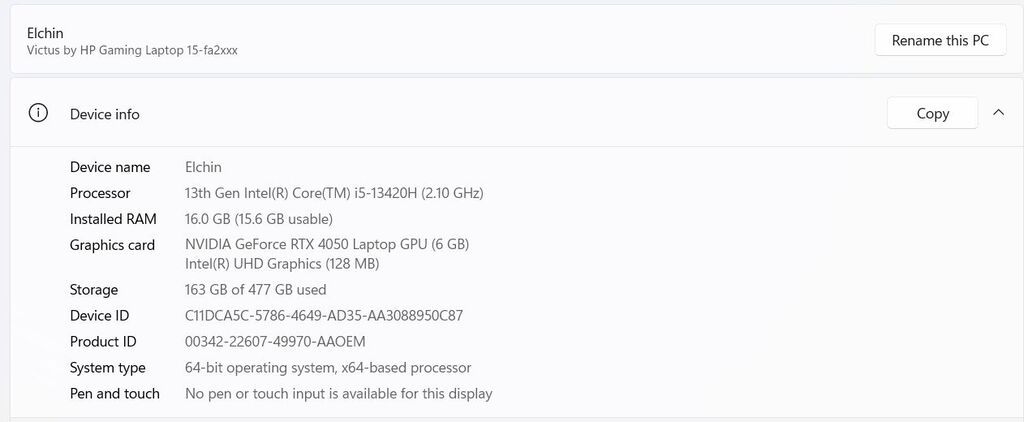 HP Victus Gaming Laptop - 15.6" Full HD ekran, 144 Hz yenilənmə — HP, Bakı (7)