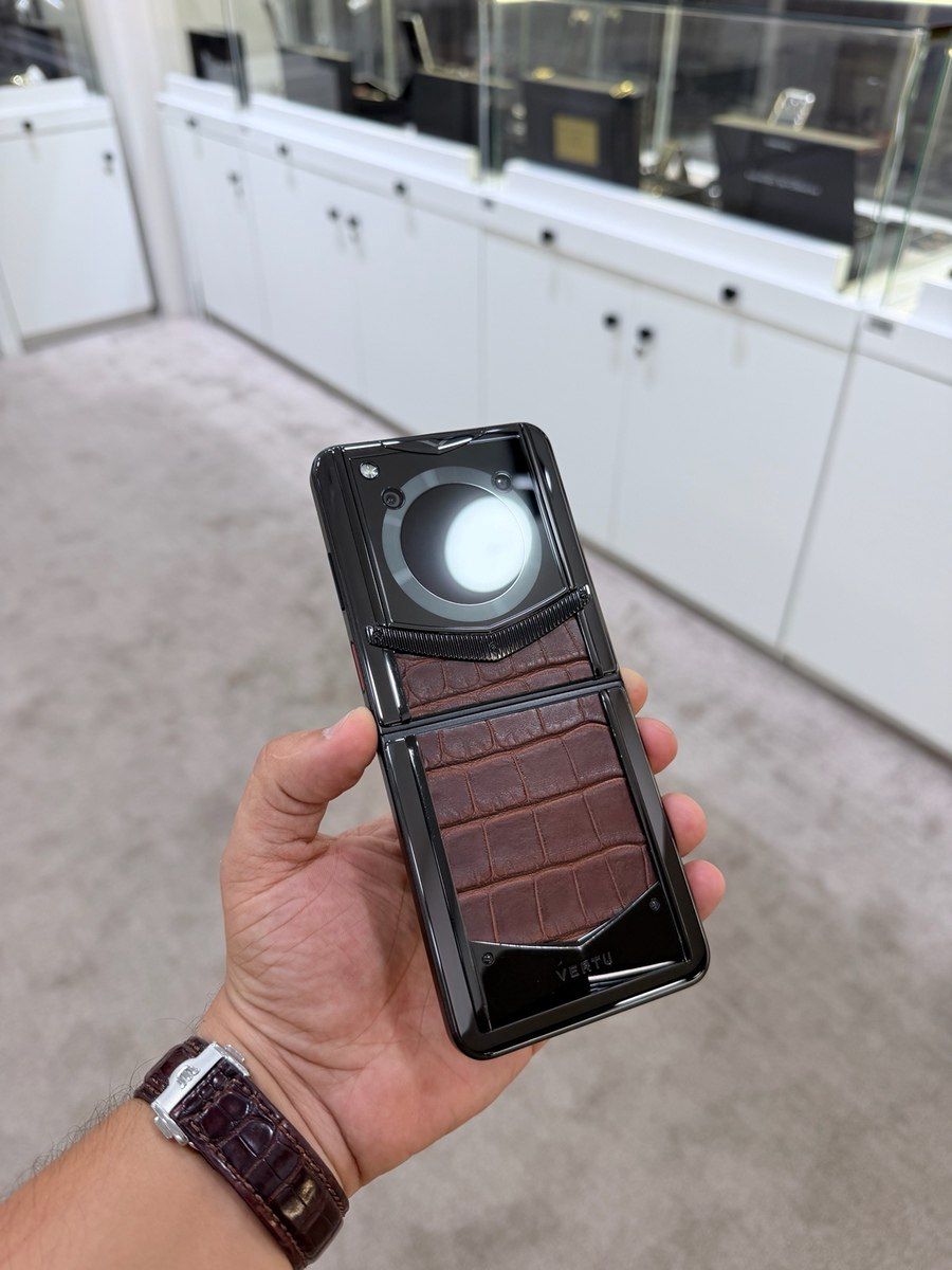 Vertu Ironflip Alligator Skin Amber Brown 512GB/12GB — Smartfonlar, Bakı (4)