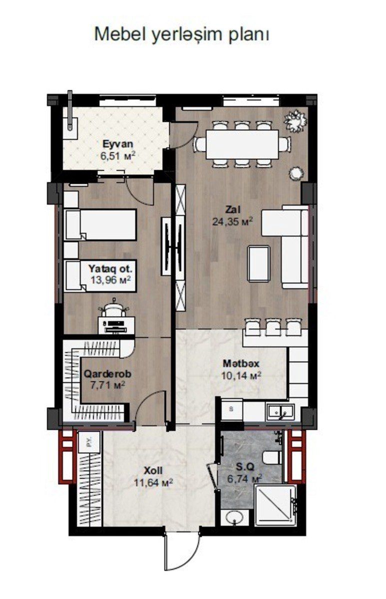 Satılır 2 otaqlı yeni tikili 88 m² — Mənzil, Bakı (8)