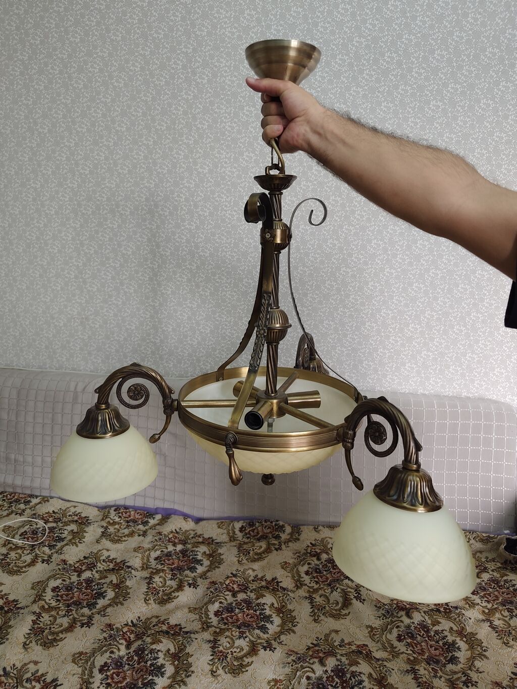 Çılçıraq, 4 lampa, Şüşə — İşıqlandırma, Qobu (4)