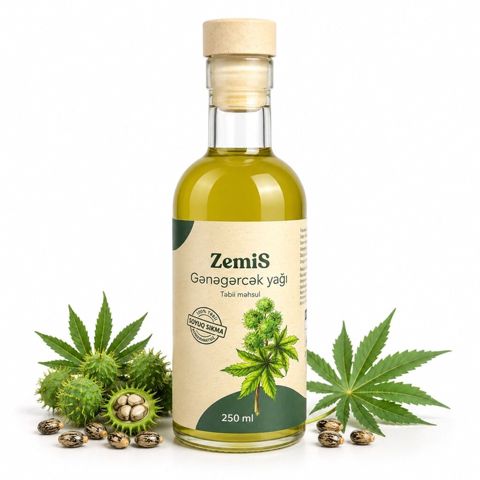 ZemiS Gənəgərçək yağı – 250 ml - Tərkib: 100% təbii, soyuq sıxma — Bakı