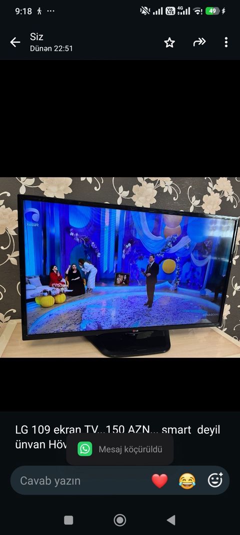 LG 109 ekran TV. 150 AZN. smart deyil ünvan Hövsan(Aişə) — Bakı