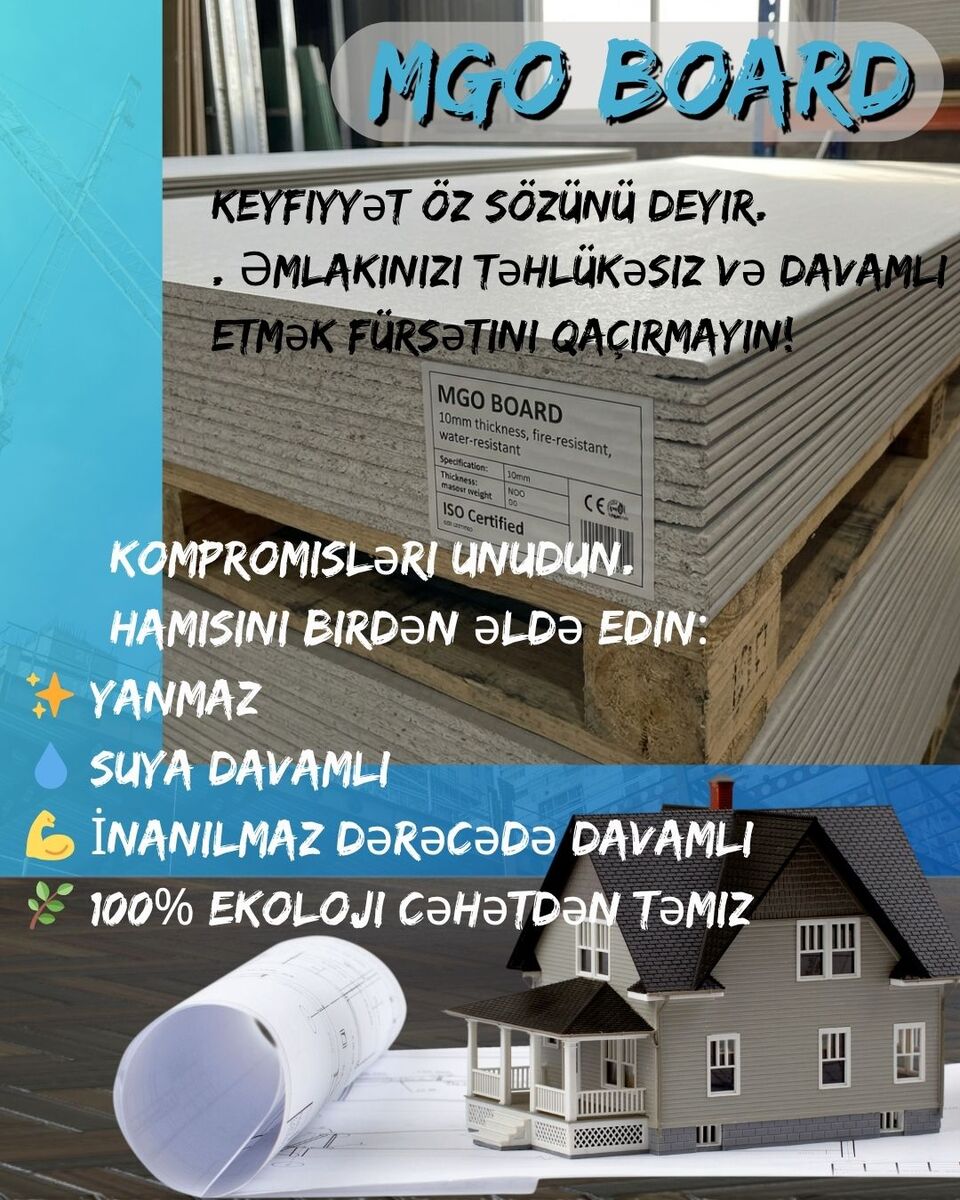 MgO board – Maqnezium oksid divar lövhəsi — Təmir və inşaat, Bakı (2)