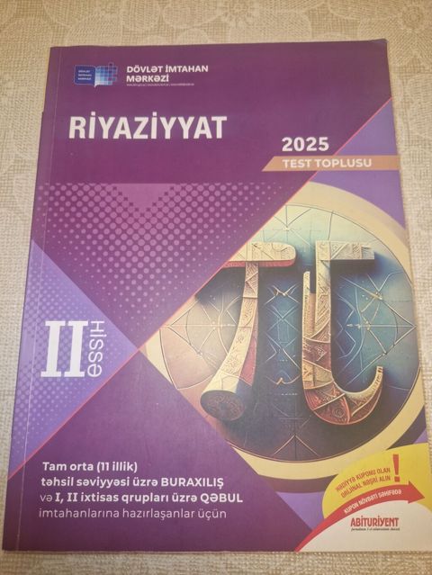 Məhsul: Riyaziyyat – 2025 Test Toplusu (II hissə) Təsvir — Bakı