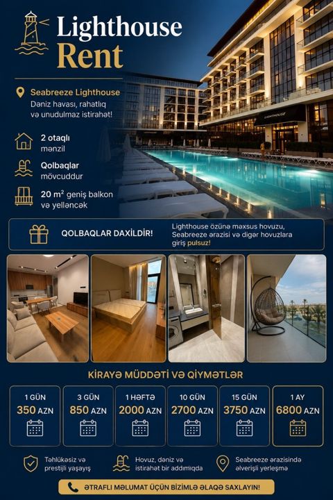 2-otaqlı yeni tikili kirayə verilir, Nardaran qəs., 78 m² — Bakı