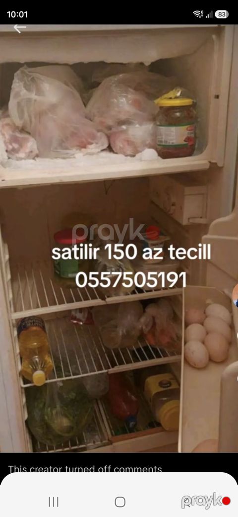 Məişət soyuducusu - Üst hissədə dondurucu bölmə - Aşağı hissədə əsas — Bakı